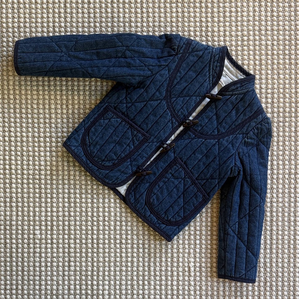 Doen Kids Quilted Denim Jacket with Toggle Closures